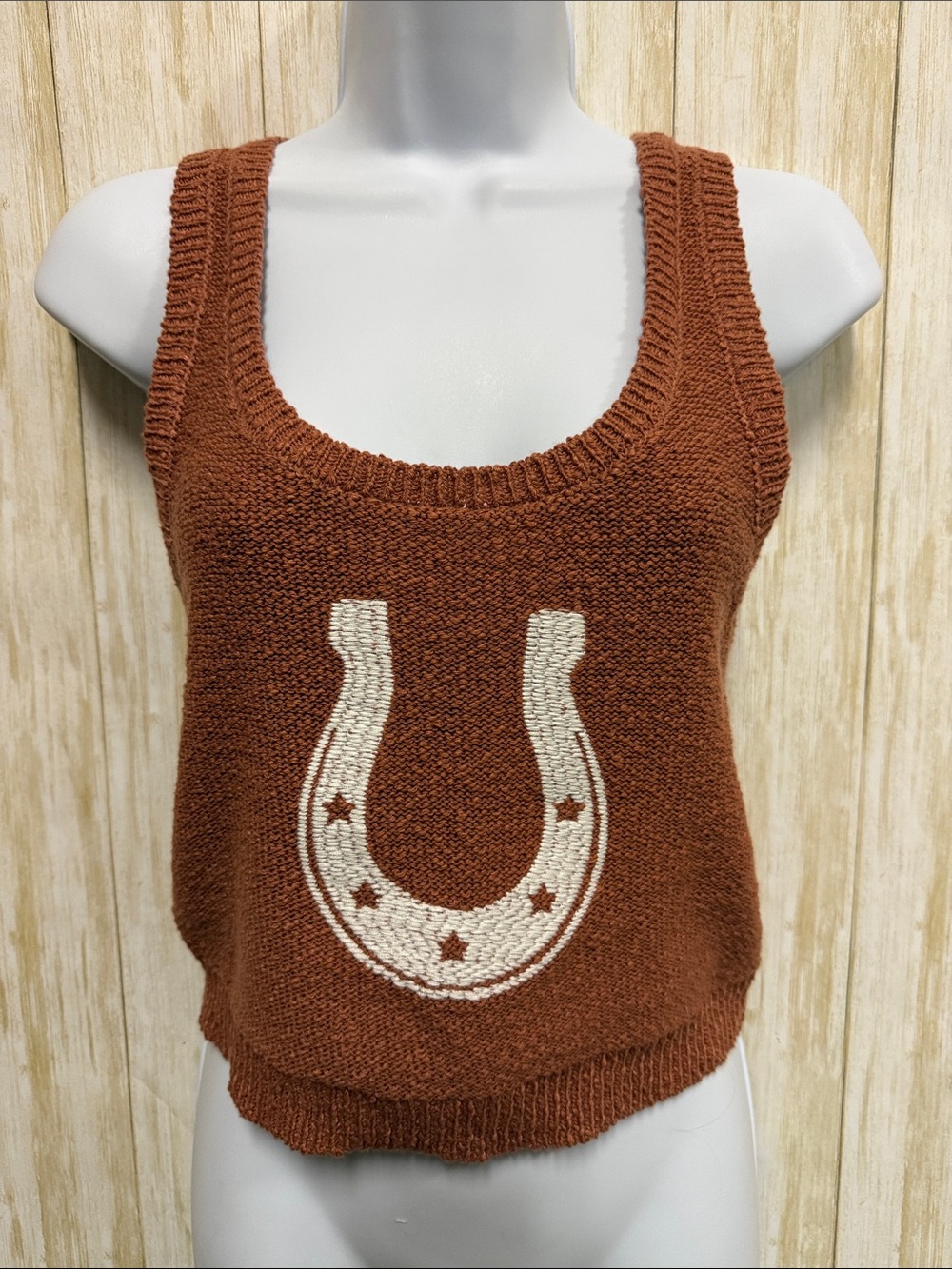 White Crow Knit Horseshoe Tank Top